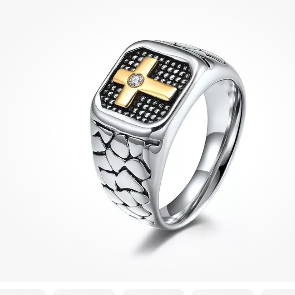 Men's Silver and Gold Ring